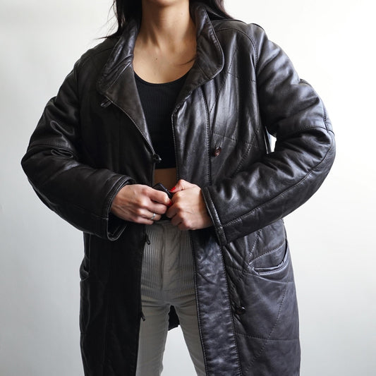 Vintage Leather Coat Size M-L brown