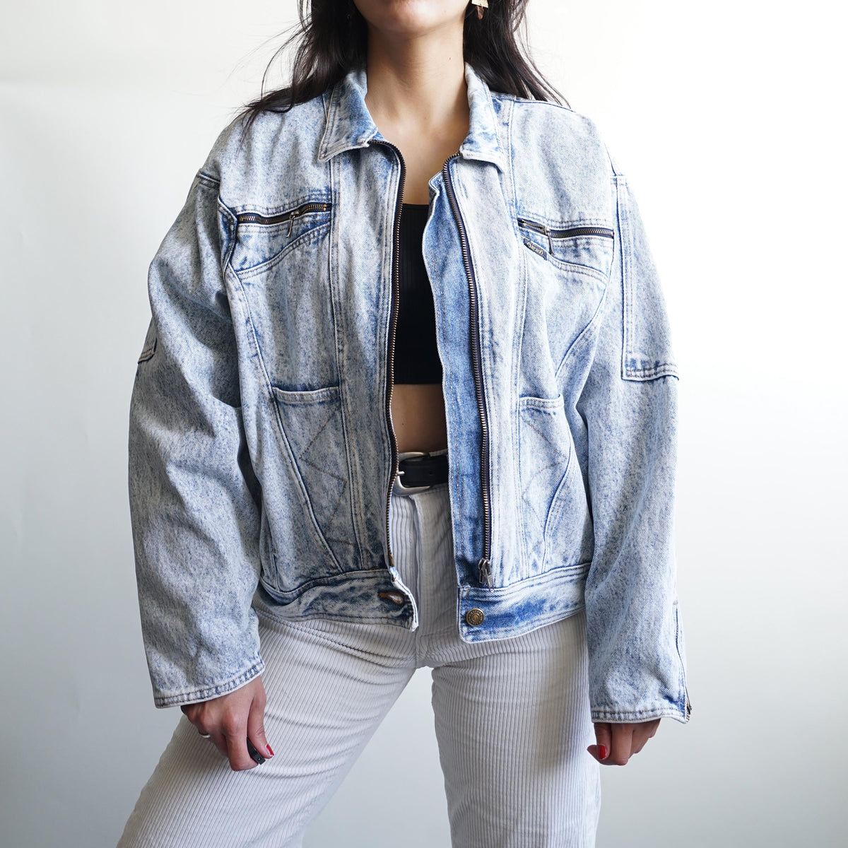 Vintage 80s Denim jacket Size S acid wash
