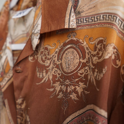 Vintage 80s Silk Blouse size L baroque print