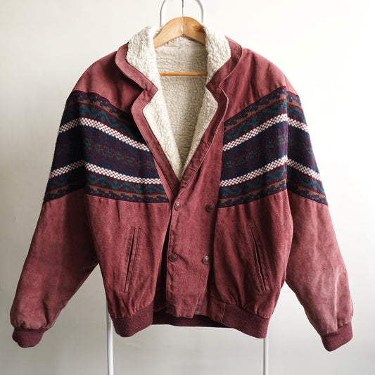 Vintage Leather Bomber Jacket Size L-XL