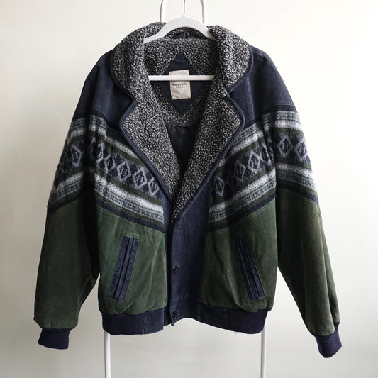 Vintage Leather Bomber Jacket Size L