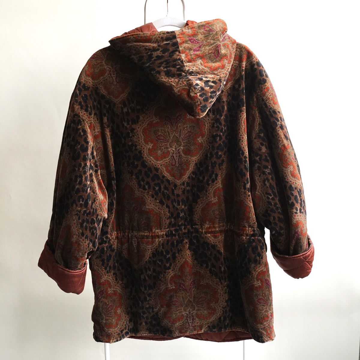 Vintage Baroque Leopard Print Hooded Coat Size L-XL