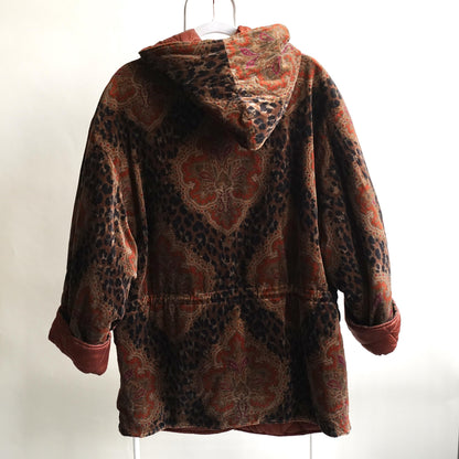 Vintage Baroque Leopard Print Hooded Coat Size L-XL