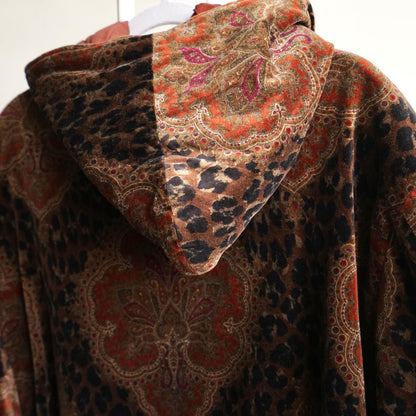 Vintage Baroque Leopard Print Hooded Coat Size L-XL
