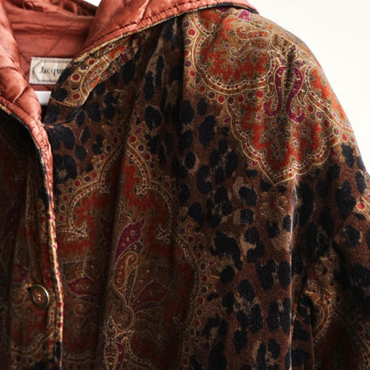 Vintage Baroque Leopard Print Hooded Coat Size L-XL