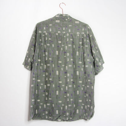 Vintage short sleeved green silk Shirt L