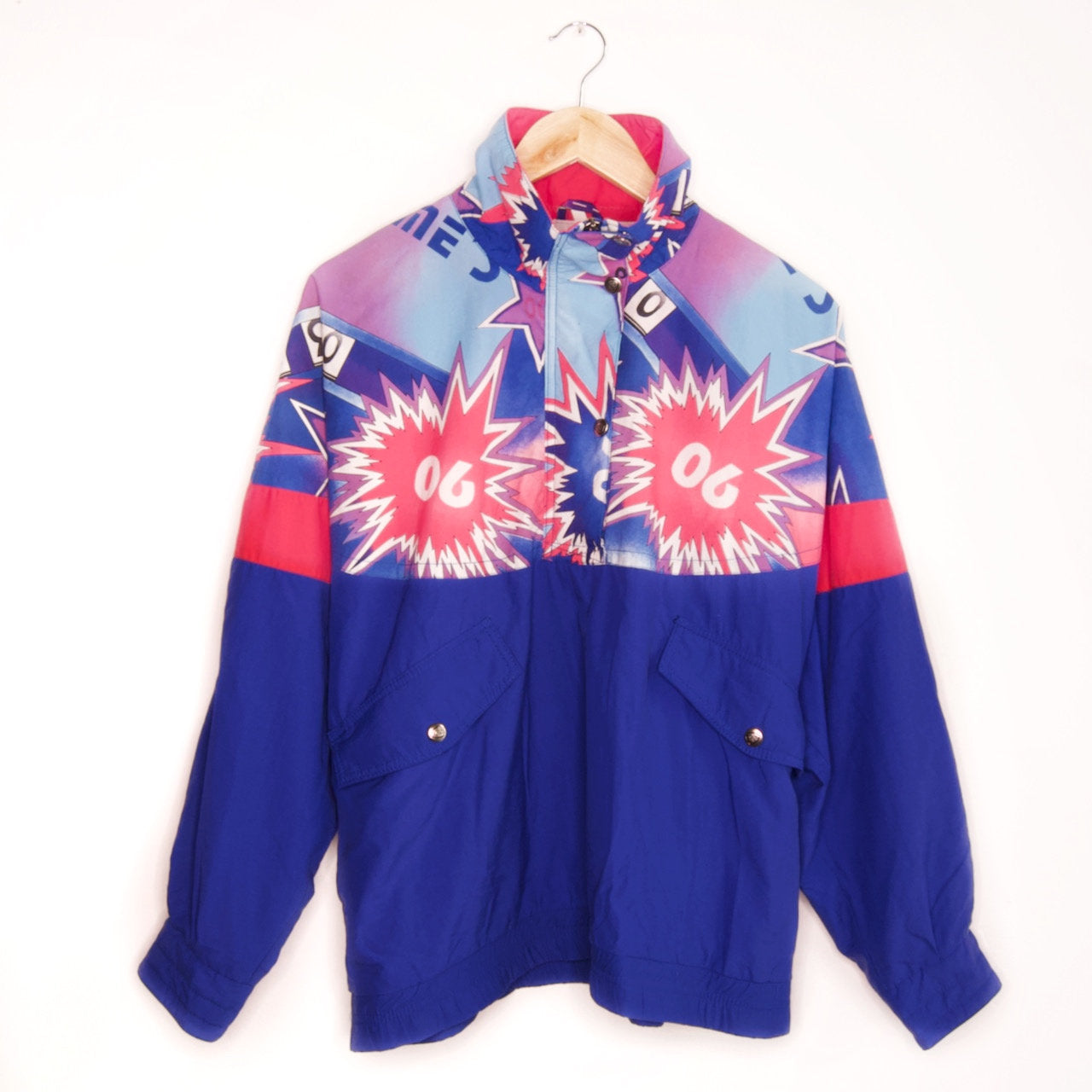 90s Vintage blue Sweater crazy pattern Size M