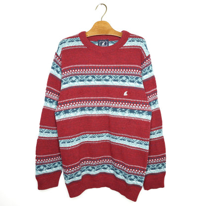 Vintage blue red wool Pullover Size M-L