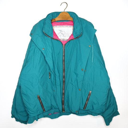 Vintage 90s green pink heavy Ski Jacket Size XL-XXL Oldschool retro colorful Unisex winter jacket