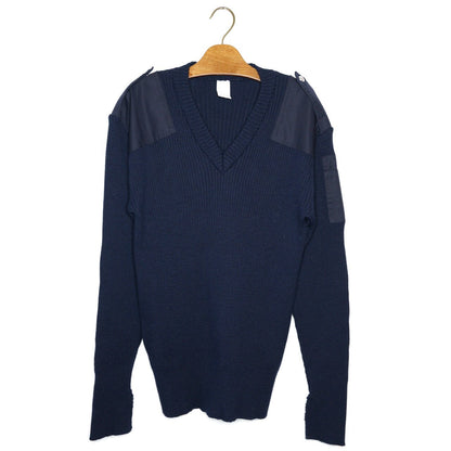 Vintage dark blue V neck Pullover Size L-XL wool sweater 90s jumper cozy winter pullover