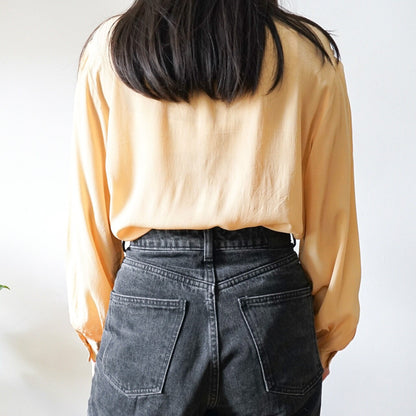 Vintage silk mix blouse Size M long sleeved blouse silk blouse embroidery details