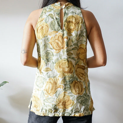 Vintage sleeveless floral blouse Size S