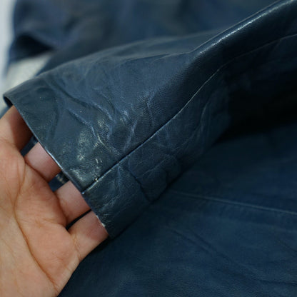 Vintage blue leather jacket Size M leather blazer 90s leather jacket
