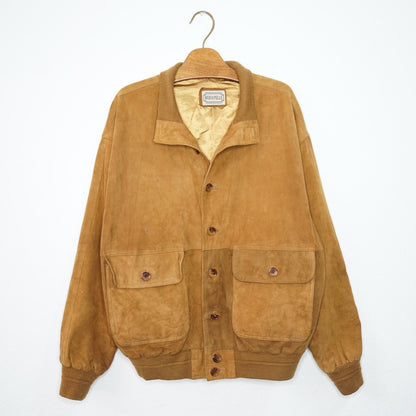 Vintage yellow Suede bomber Jacket Men Size M suede jacket unisex bomber jacket leather bomber jacket button up jacket