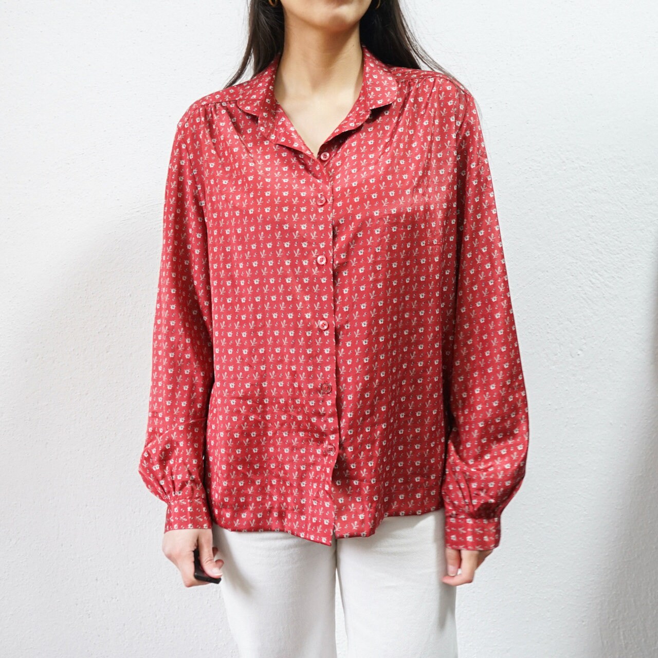 Vintage red Blouse size S-M long sleeved
