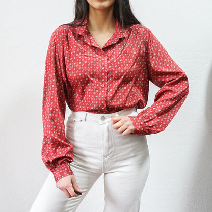 Vintage red Blouse size S-M long sleeved