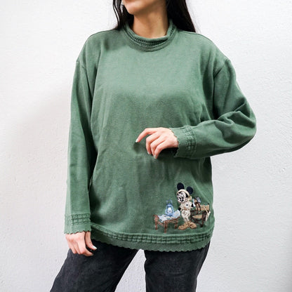 Vintage Donaldson Disney Pullover Size M green cotton sweater embroidery minnie mouse