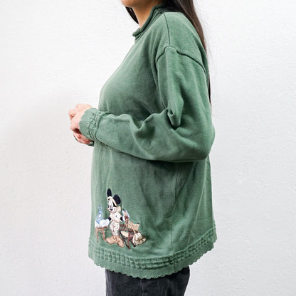 Vintage Donaldson Disney Pullover Size M green cotton sweater embroidery minnie mouse