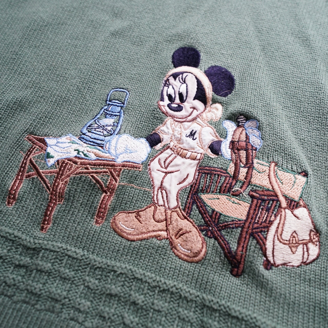 Vintage Donaldson Disney Pullover Size M green cotton sweater embroidery minnie mouse