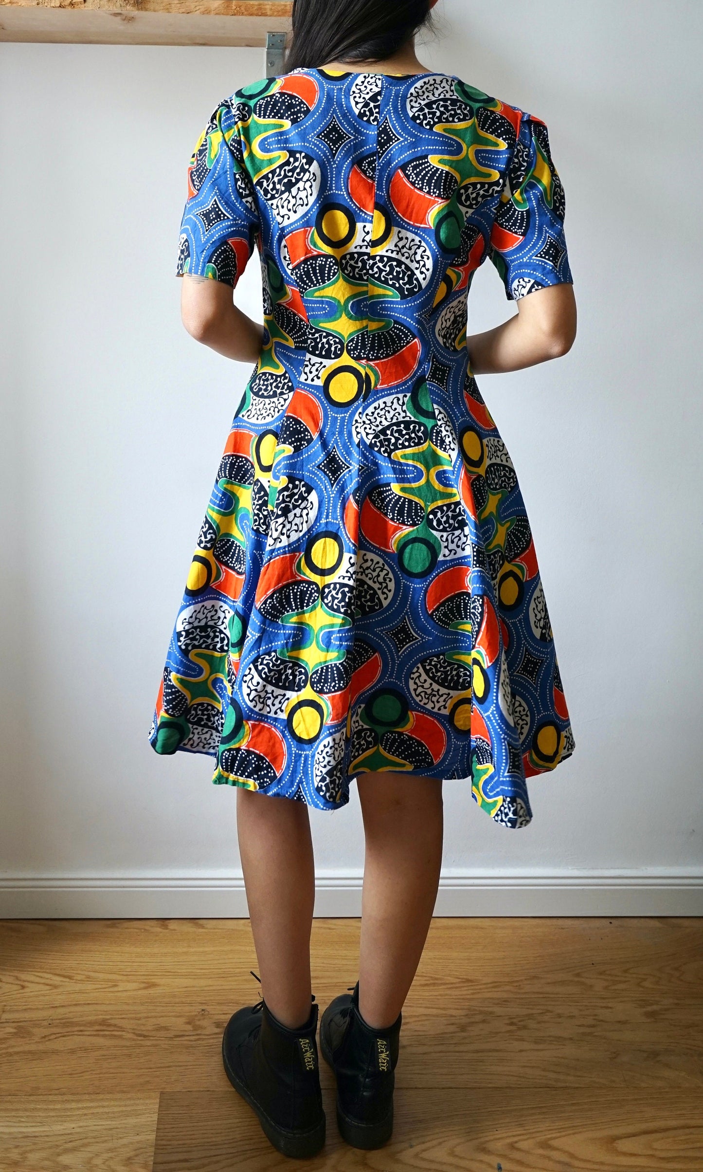 Vintage crazy pattern Dress size S colorful dress summer dress