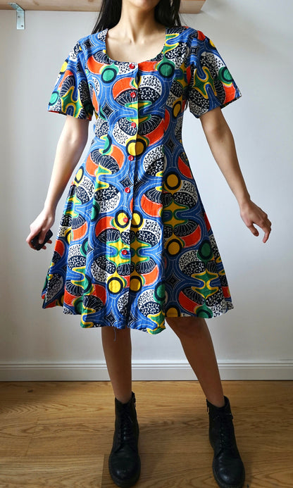 Vintage crazy pattern Dress size S colorful dress summer dress
