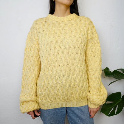 Vintage yellow Pullover Size L-XL braided pattern
