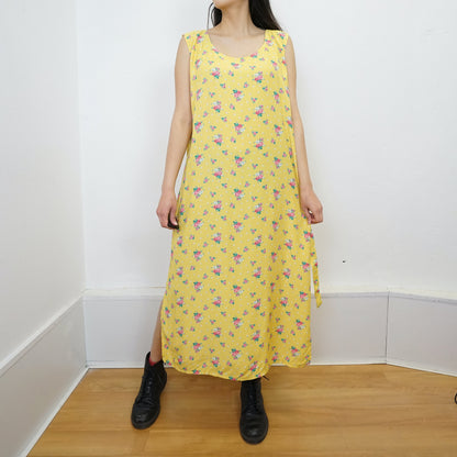 Vintage yellow floral Dress size L