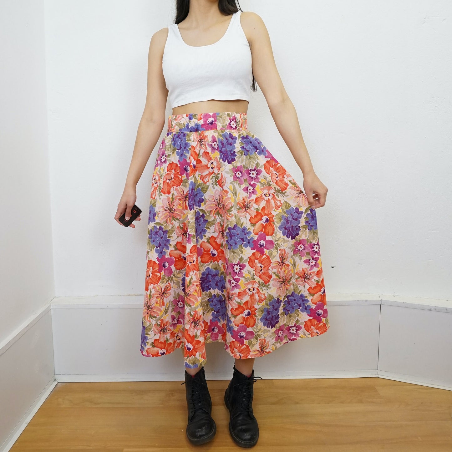 Vintage floral Skirt size S colorful