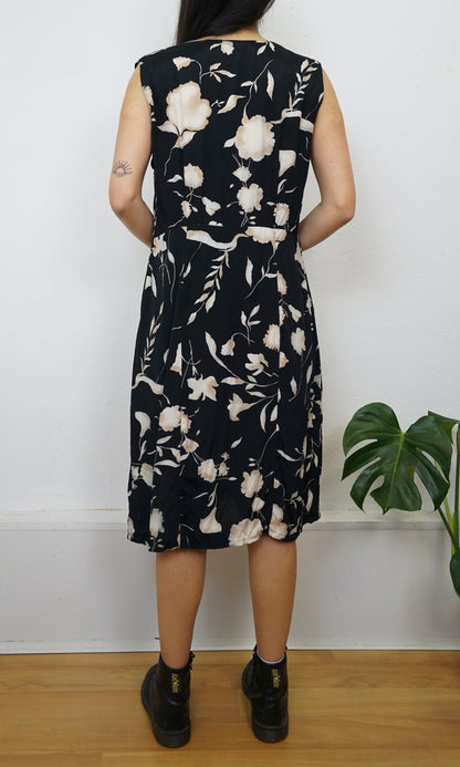 Vintage black floral Dress size M