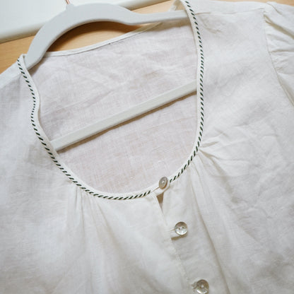 Vintage linen cropped Blouse Size M-L