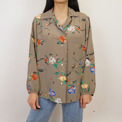 Vintage floral Blouse size S long sleeve