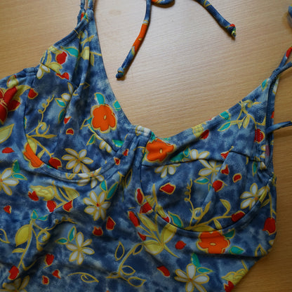 Vintage blue floral Swimsuit Size L