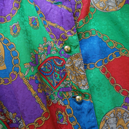 Vintage colorful baroque Blouse size L