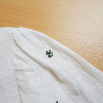 Vintage linen cropped Blouse Size M-L
