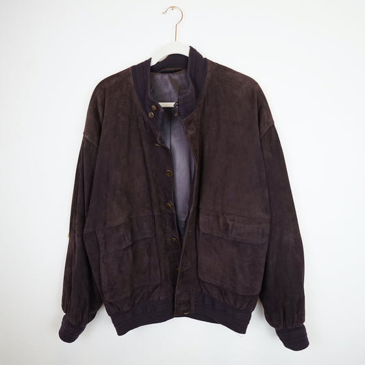 Vintage dark purple Suede Jacket Men Size M
