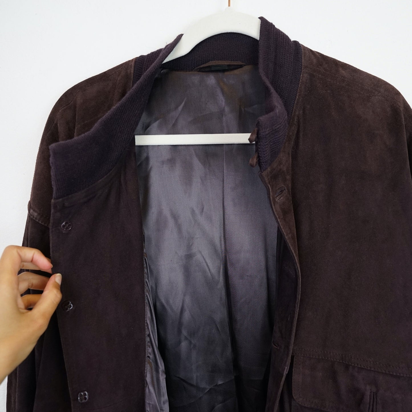 Vintage dark purple Suede Jacket Men Size M