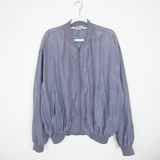 Vintage silk Bomber Jacket Men Size L