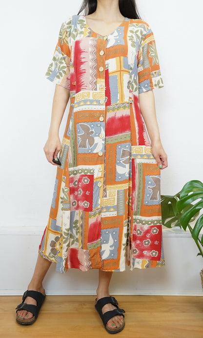Vintage colorful Dress size M-L
