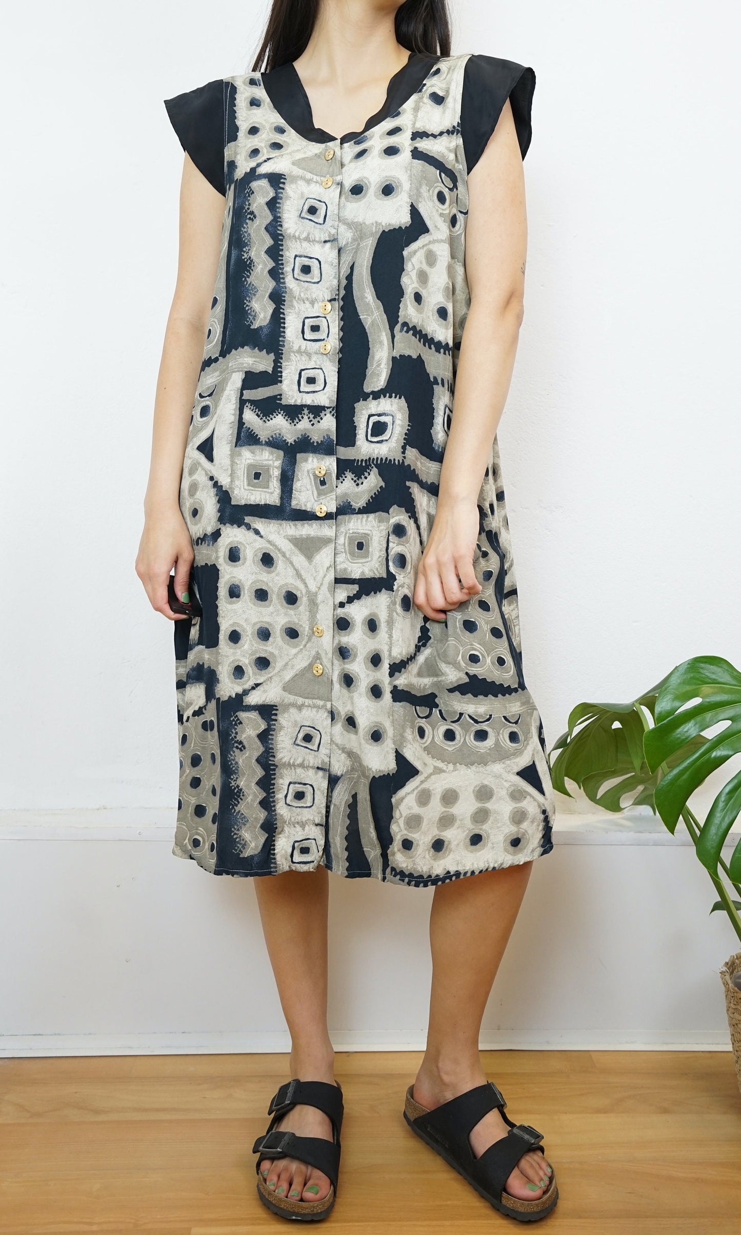 Vintage midi Dress size M geometric pattern