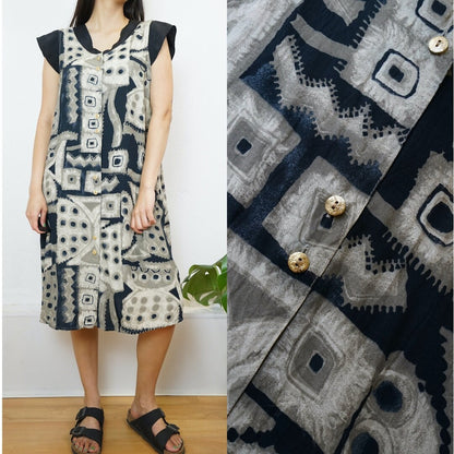 Vintage midi Dress size M geometric pattern