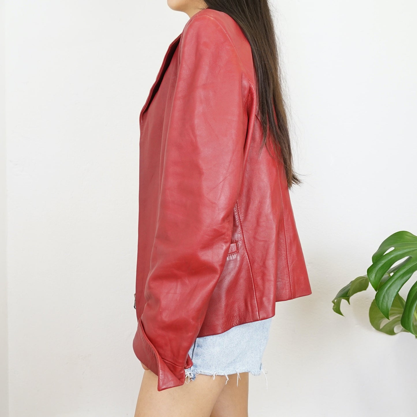 Vintage leather Jacket Size M red