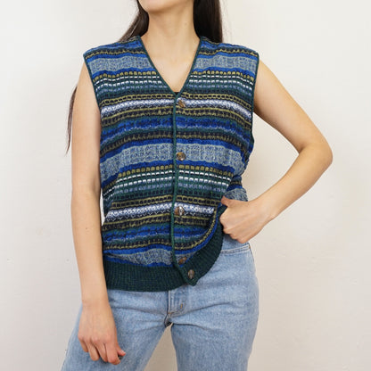 Vintage wool mix knit Vest Size M
