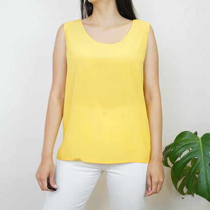 Vintage yellow silk Blouse size M