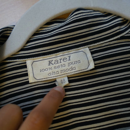 Vintage pure silk striped Blouse size L