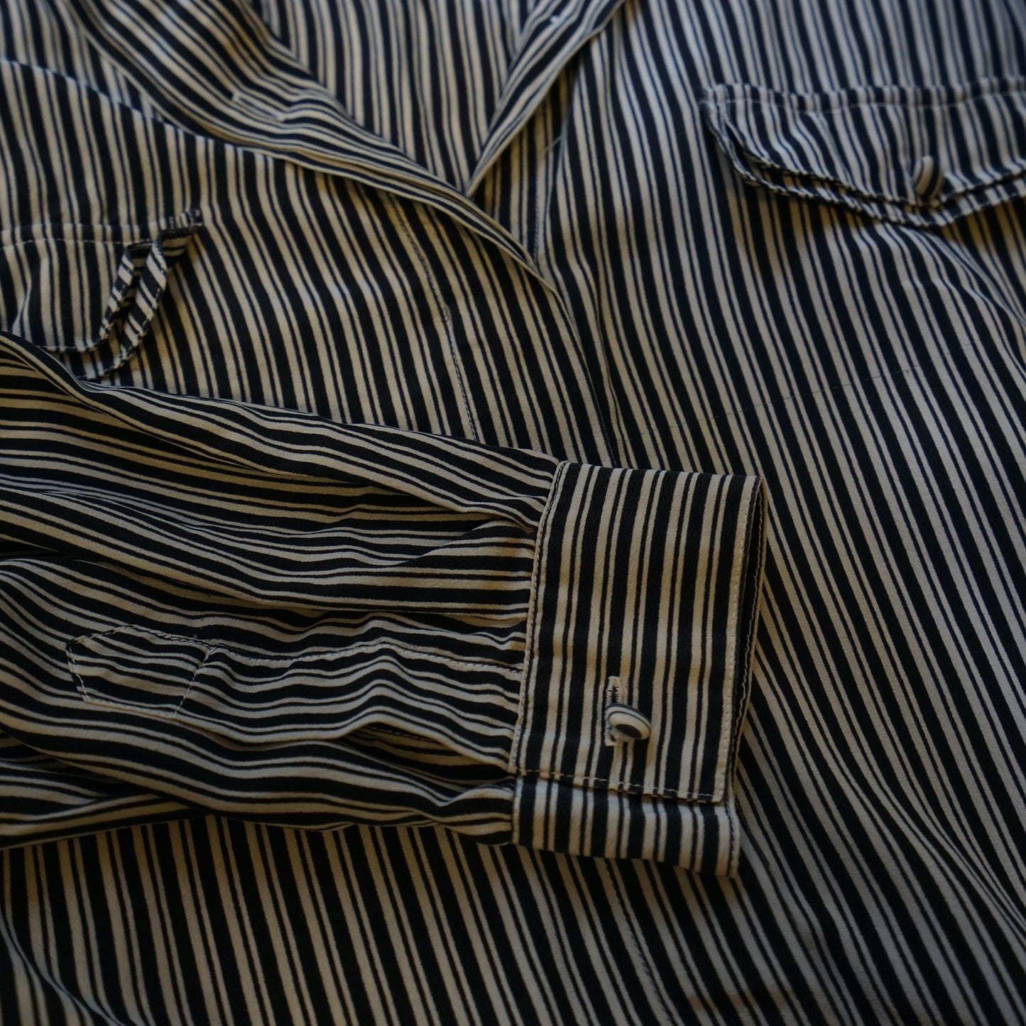 Vintage pure silk striped Blouse size L