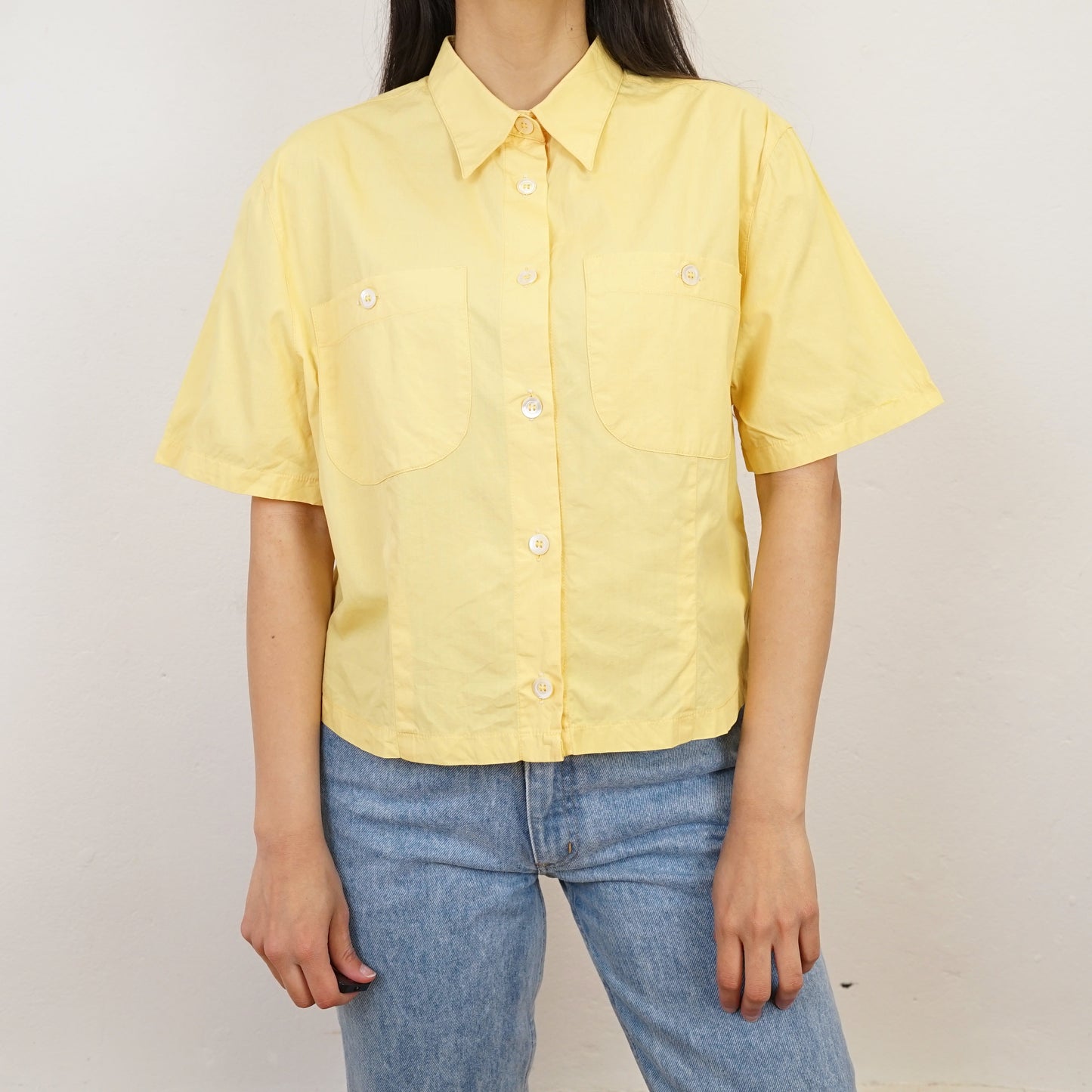 Vintage yellow cotton Blouse Size S-M