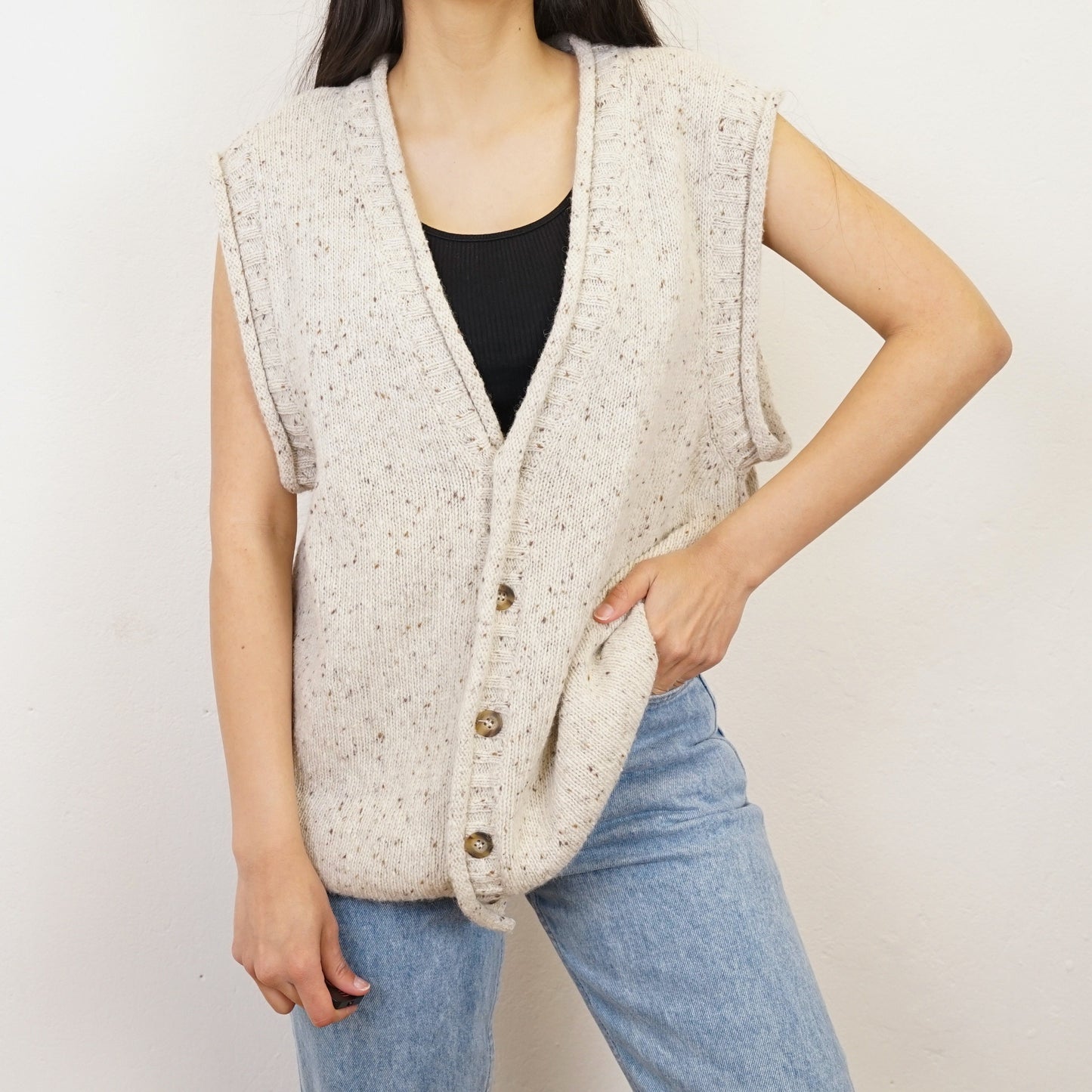 Vintage cream knit Vest Size L unisex