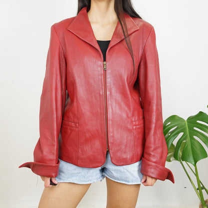 Vintage leather Jacket Size M red