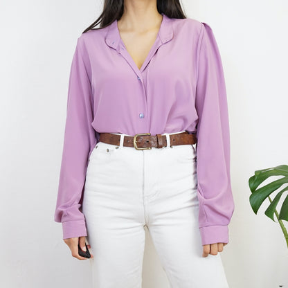 Vintage long sleeve Blouse size L lila