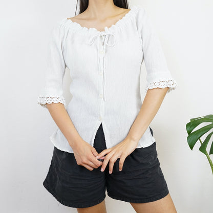 Vintage white off shoulder Blouse size M